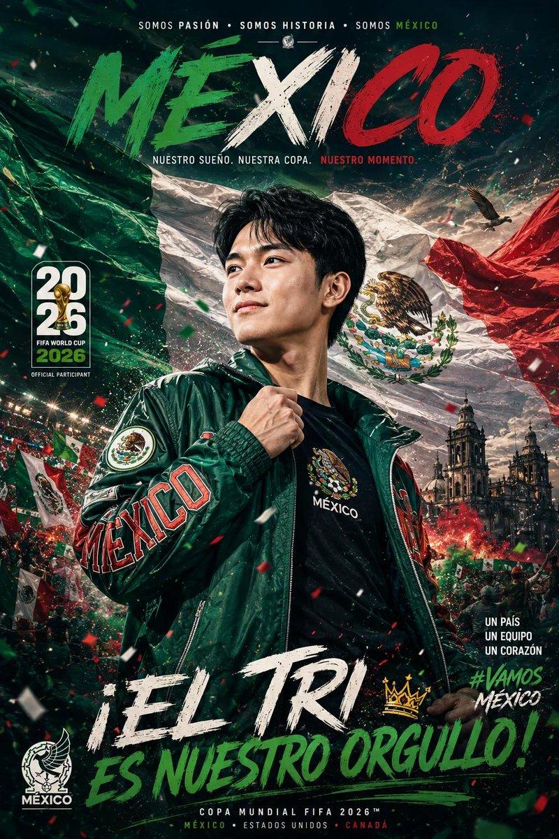 Ultra-cinematic FIFA World Cup 2026 promotional poster, proud young supporter standing heroically in the center, wearing a stylish national team jacket and jersey, giant waving [COUNTRY] flag filling the background, dramatic stadium atmosphere, roaring crowd, thousands of fans...