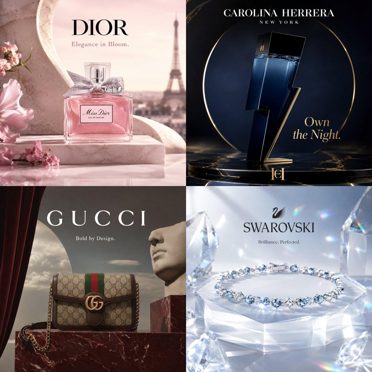 Create a premium 1:1 product ad for [Brand Name] featuring [Product Name] as the hero. Build a minimal yet visually striking luxury scene that reflects the brand identity, colors, and mood. Keep the product accurate and unchanged. Add the brand logo clearly and a short slogan....